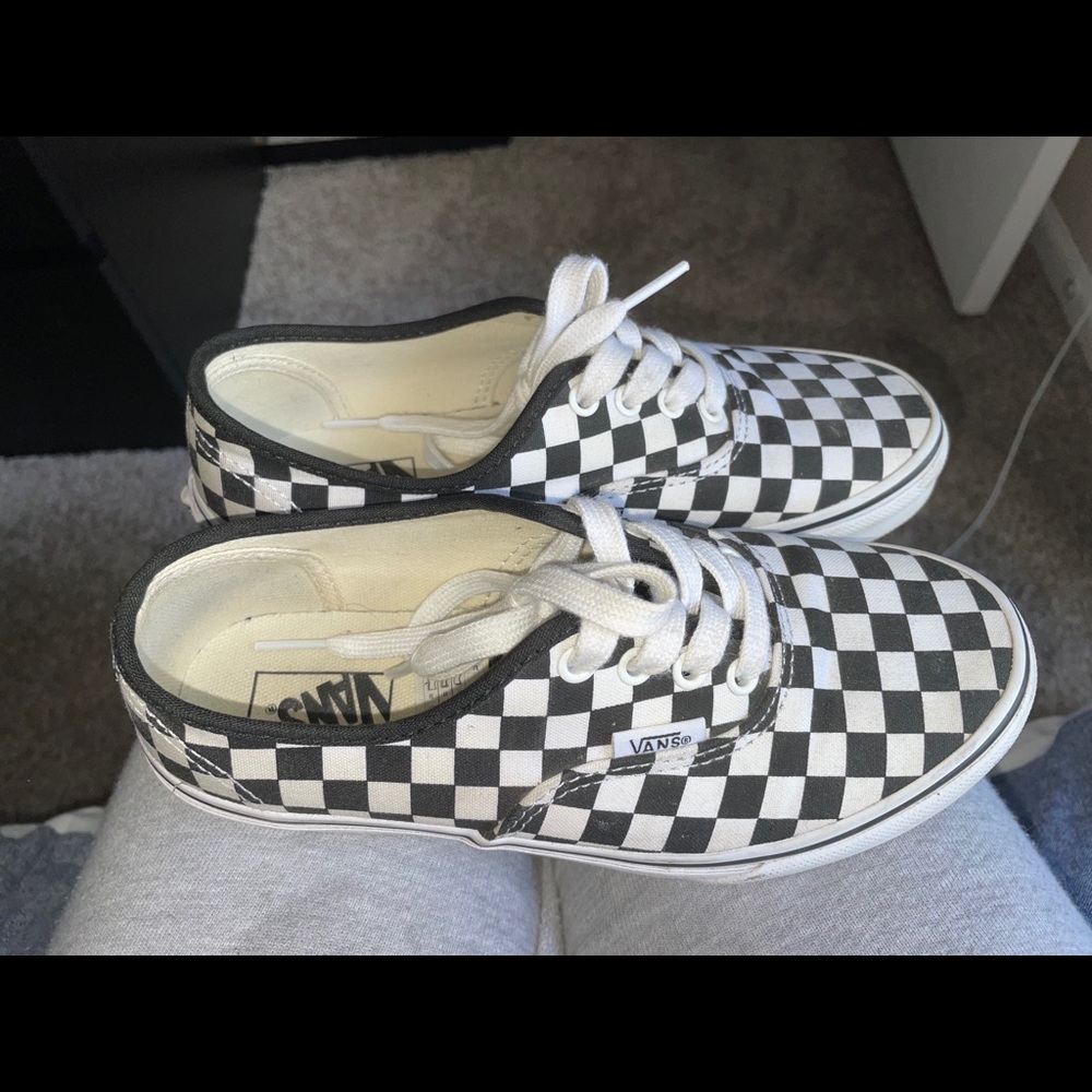 WHITE AND BLACK CHECKER VANS!!!